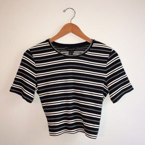 Club Monaco stripe tie back crop tee